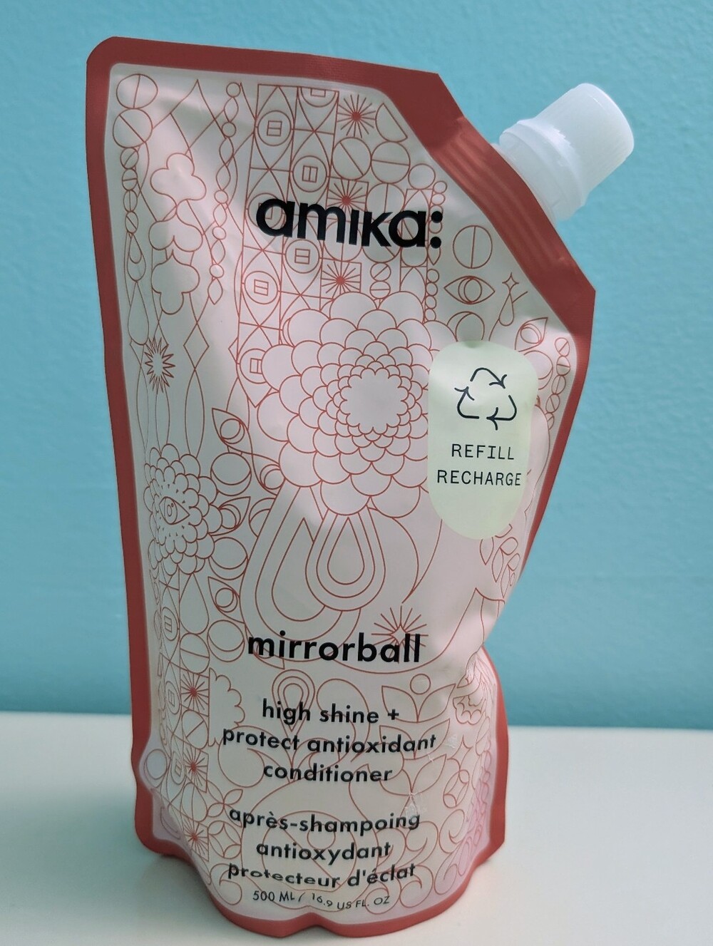 Amika Mirrorball high shine antioxidant conditioner refill pouch